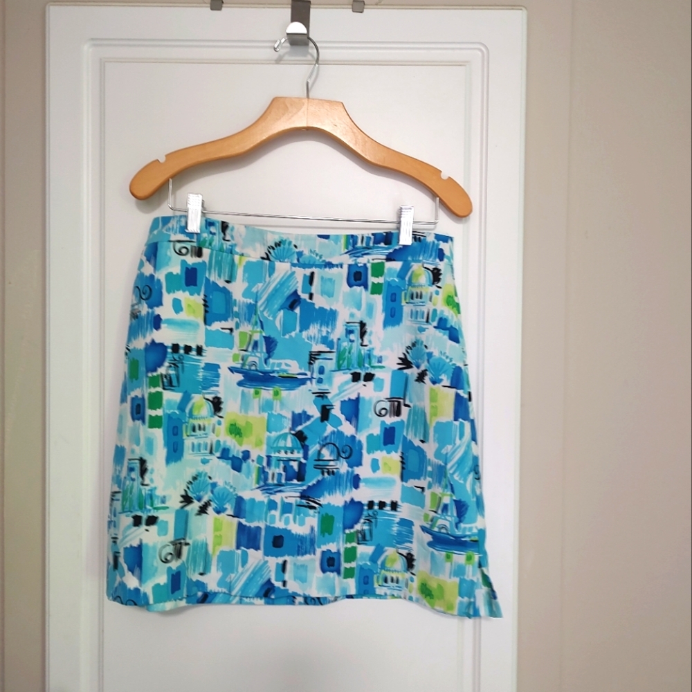 Abstract Blue and Green Golf Skort